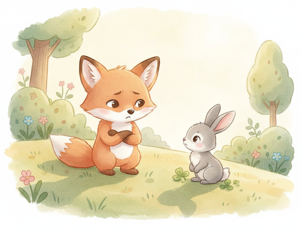 Finn the Fox sharing golden berries with his forest friends - The Bedtime story