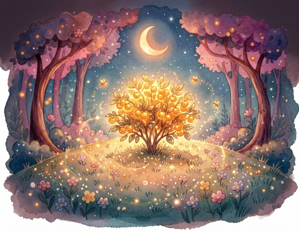 Finn the Fox sharing golden berries with his forest friends - The Bedtime story