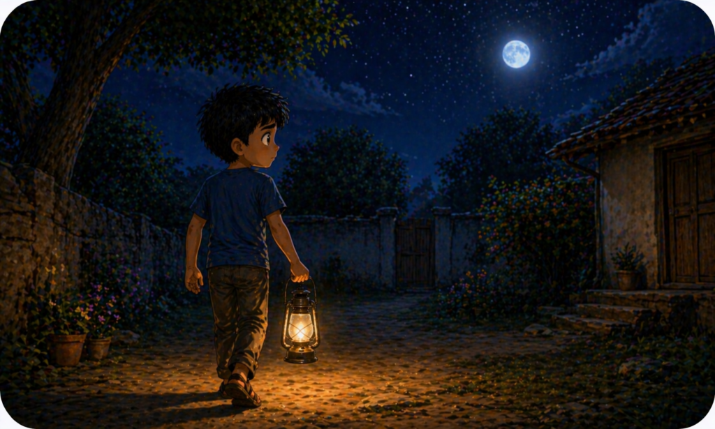courage story for kids night scene