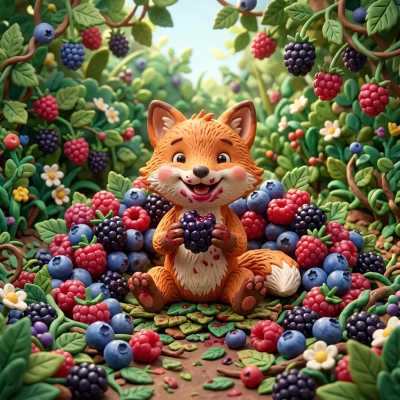 Felix eating glowing berries happily in his secret patch - moral story for kids