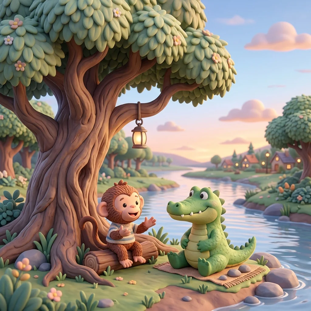 A Growing Friendship - Clever Monkey and Crocodile Story