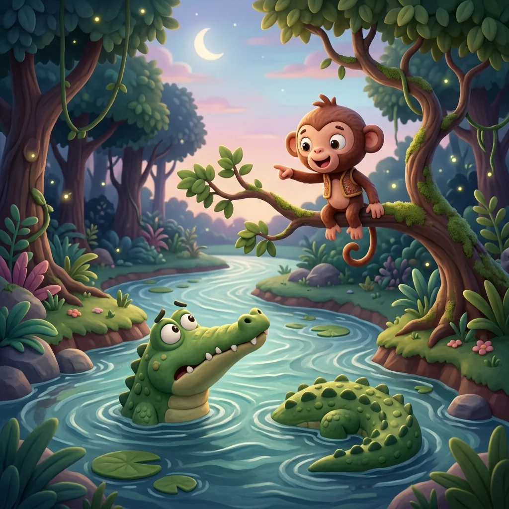 The Clever Lie - Clever Monkey and Crocodile Story