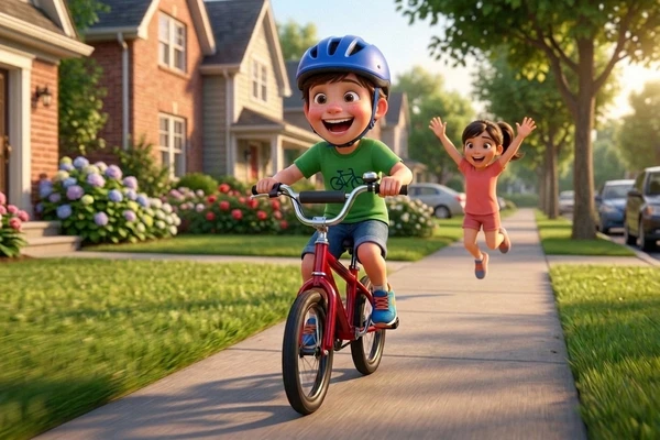 Liam riding bike proudly - courage story for kids