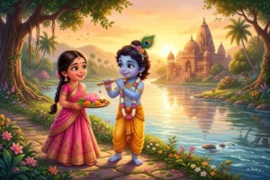 పిల్లల భక్తి కథ: చిన్ని కృష్ణుడి ప్రేమ మరియు అమూల్యమైన కానుక