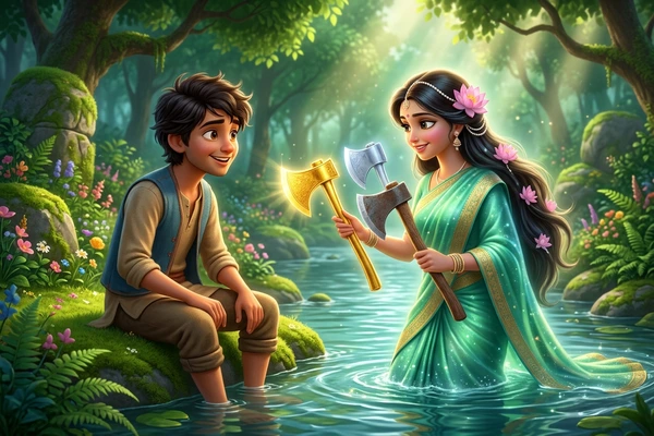 బంగారు గొడ్డలి కథ: నిజాయితీకి బహుమతి